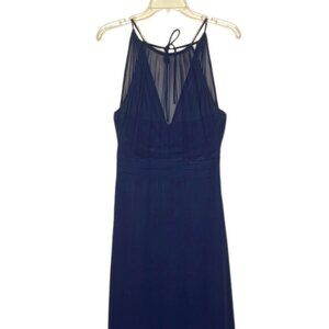 NEW Samantha Paige navy blue chiffon halter sweetheart maxi bridesmaid dress 6